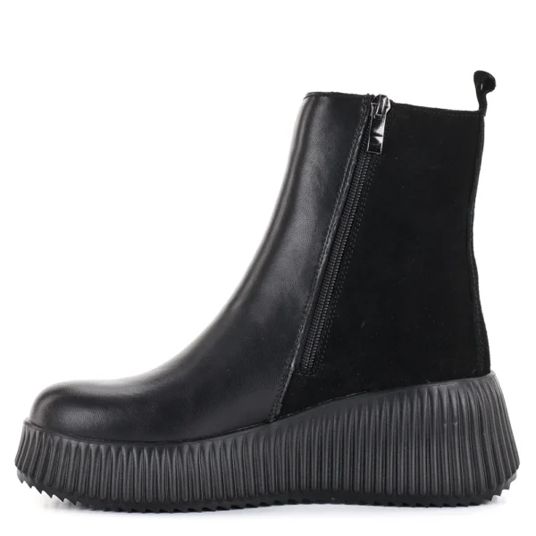 Filippo bőr+velúr bőr lapos női bokacsizma - Filippo DP 7268/25 BK
