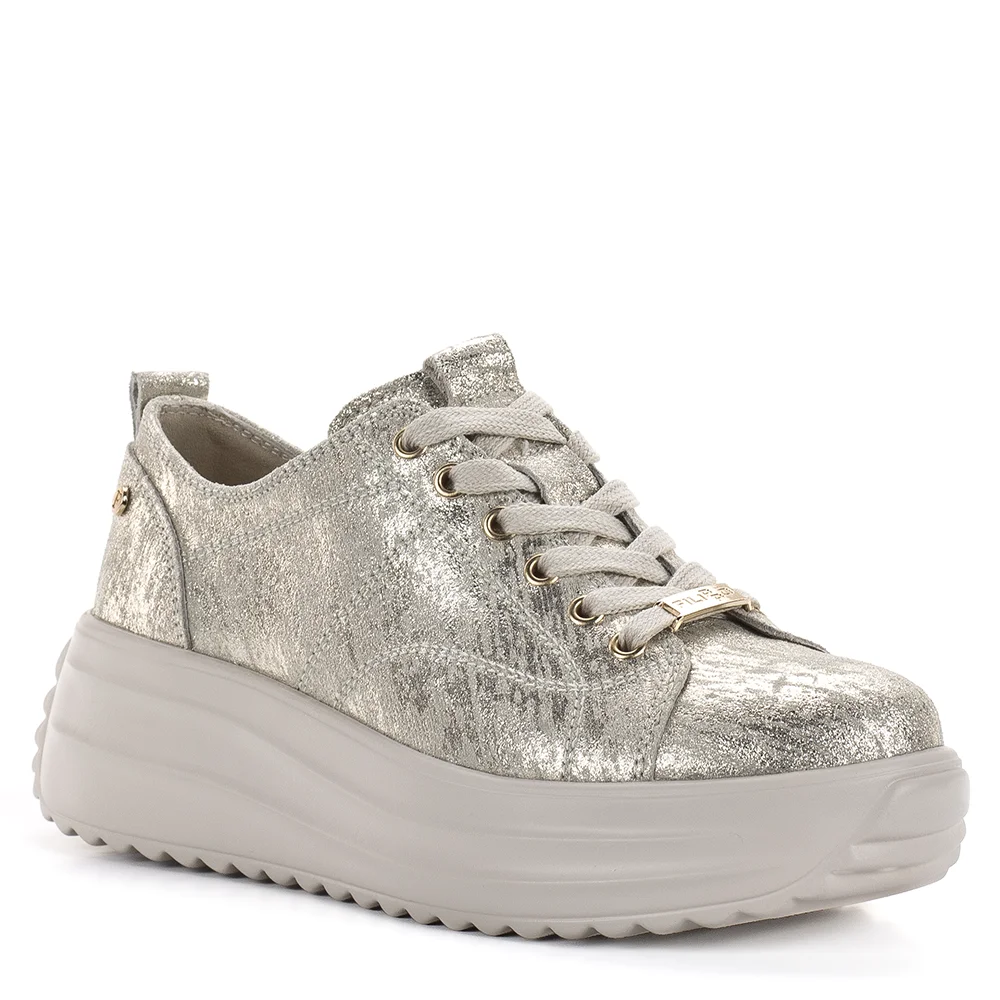 Filippo sportos női bőr cipő arany színben