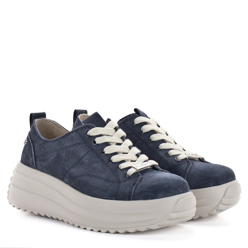 Filippo sportos női velúr bőr cipő kék színben