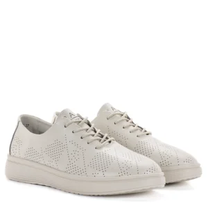 Pass lapos női fűzős bőr cipő bézs színben