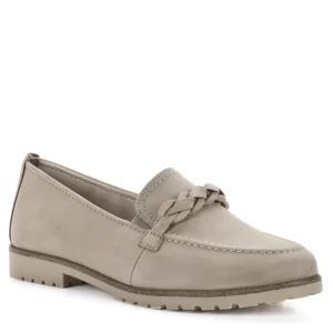 Tamaris lapos női bőr cipő lánc dísszel, nubuk bőrből. Bézs (Taupe) szín. Tamaris 1-24200-20 341