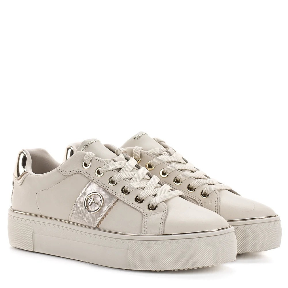 Tamaris sportos női bőr cipő bézs színben - Tamaris 1-23724-42 418