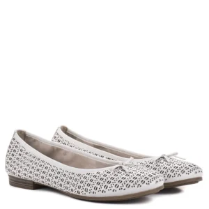 Fehér Tamaris bőr női balerina cipő - Tamaris 1-22116-41 1B0
