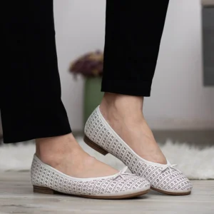 Fehér Tamaris bőr női balerina cipő - Tamaris 1-22116-41 1B0