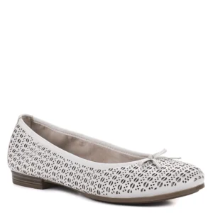 Fehér Tamaris bőr női balerina cipő - Tamaris 1-22116-41 1B0