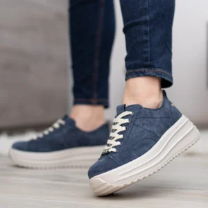 Filippo sportos női velúr bőr cipő kék színben