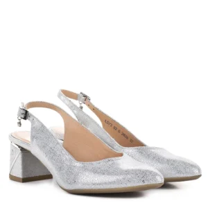 Pulso tömb sarkú ezüst női szandálcipő - Pulso L-573V Camvas Srebrny