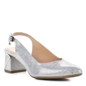 Pulso tömb sarkú ezüst női szandálcipő - Pulso L-573V Camvas Srebrny