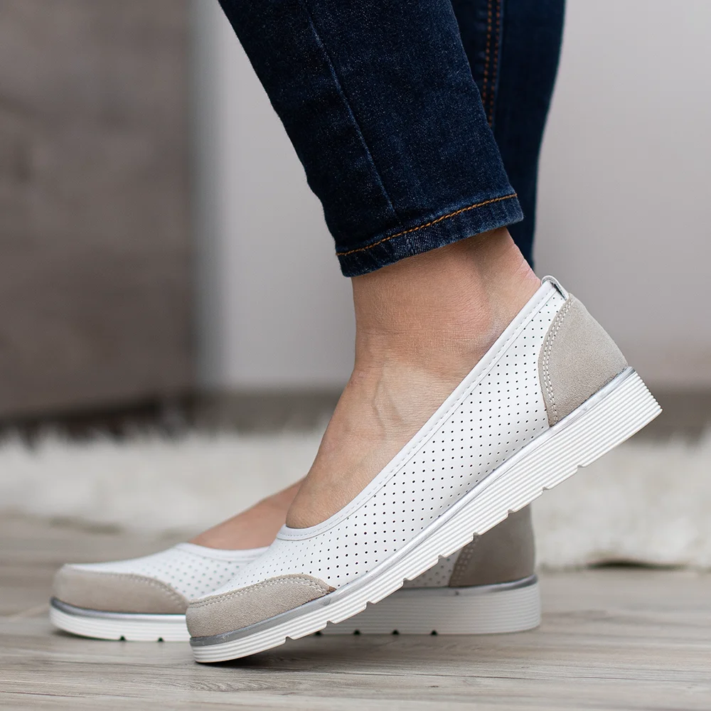 Filippo lapos női bőr cipő - Filippo DP4524/26 WH GR