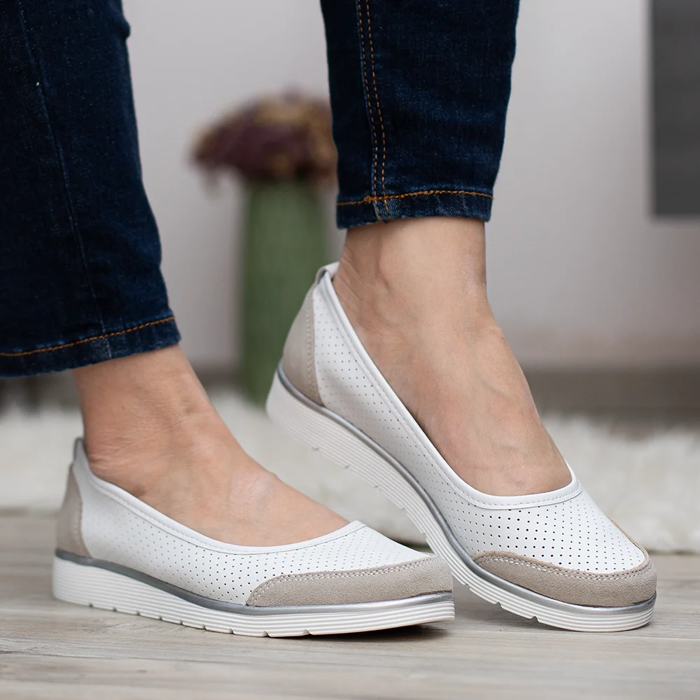 Filippo lapos női bőr cipő - Filippo DP4524/26 WH GR