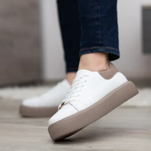 Filippo sportos női fűzős bőr cipő fehér-bézs színben - Filippo DP7502/26 WH