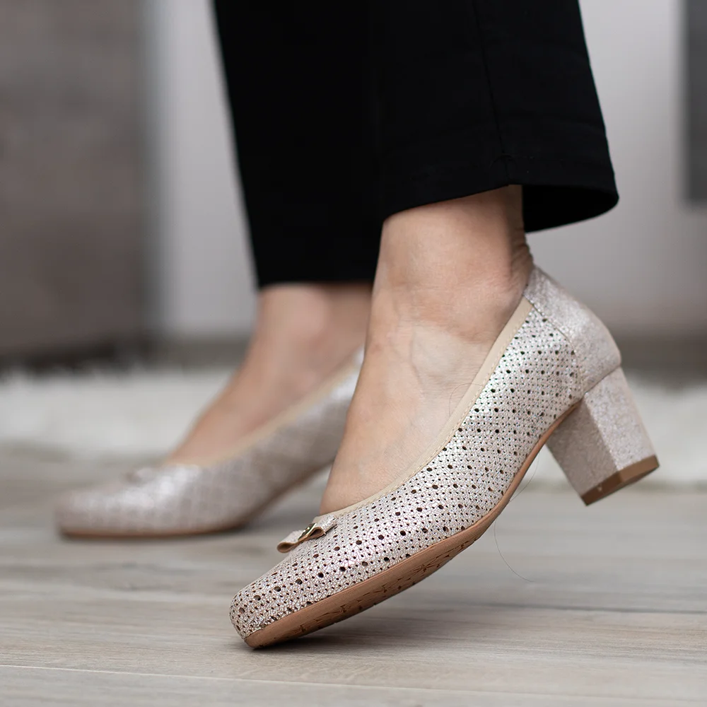 Pulso elegáns női magassarkú cipő - Pulso AF-1665V CAMVAS BEZ