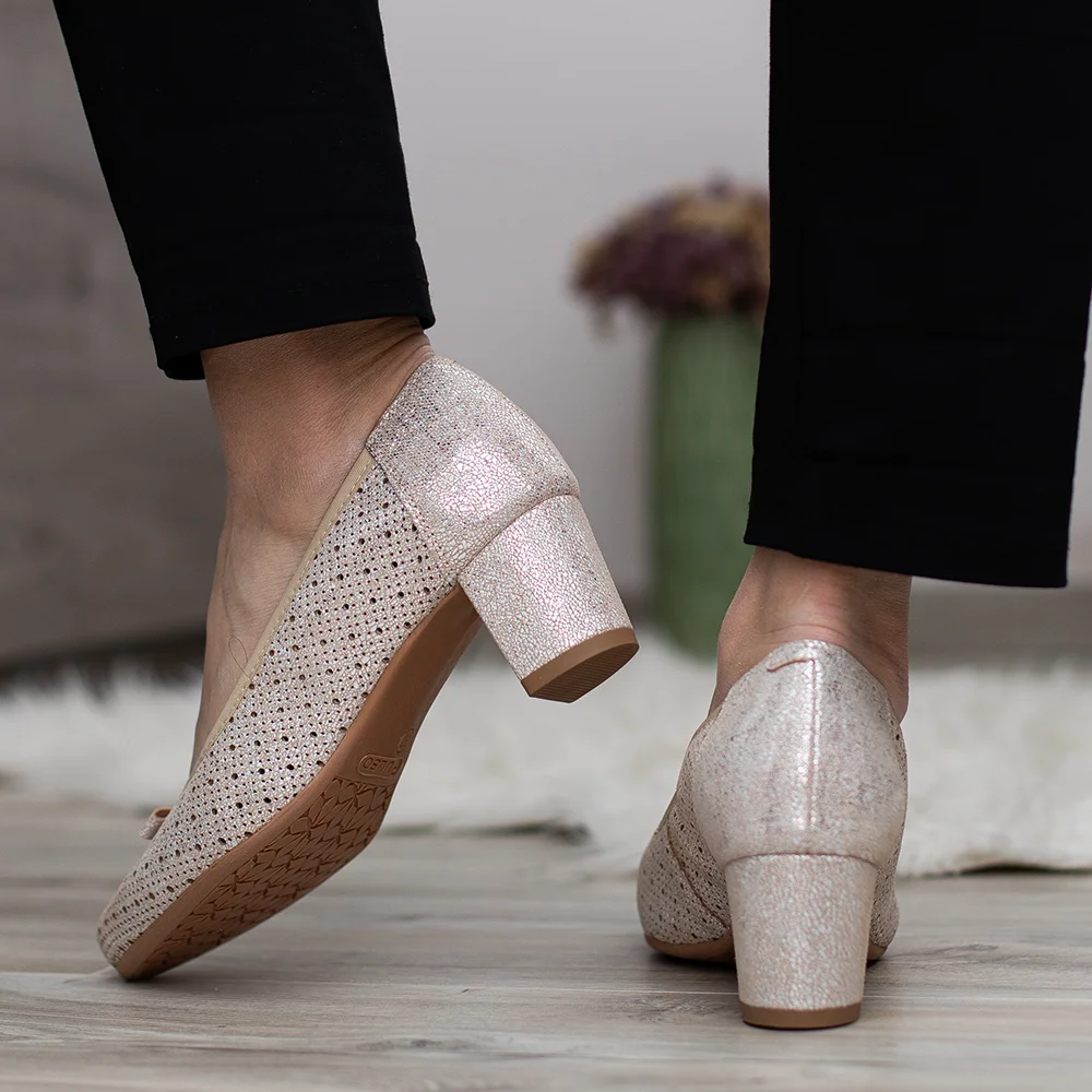 Pulso elegáns női magassarkú cipő - Pulso AF-1665V CAMVAS BEZ