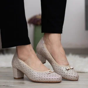 Pulso elegáns női magassarkú cipő - Pulso AF-1665V CAMVAS BEZ
