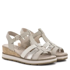 Caprice telitalpú női bőr szandál, bézs - Caprice 9-28709-44 130