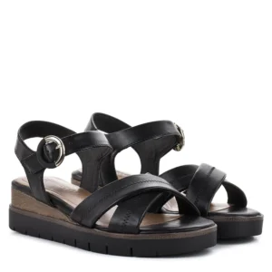 Tamaris vastag talpú fekete bőr szandál - Tamaris 1-28202-42 003