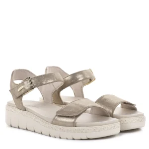 Tamaris vastag talpú pezsgő színű bőr szandál, tépőzáras - Tamaris 1-28260-42 179