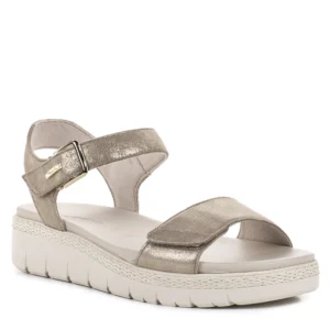 Tamaris vastag talpú pezsgő színű bőr szandál, tépőzáras - Tamaris 1-28260-42 179