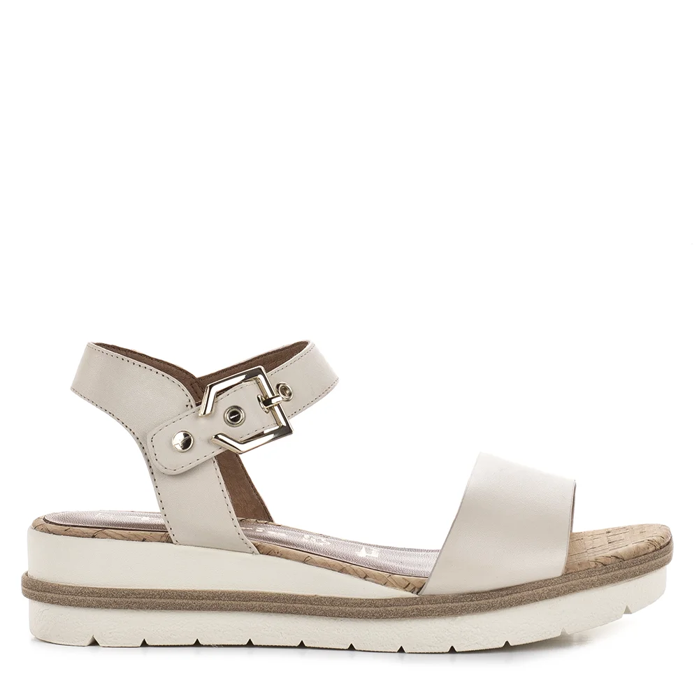 Tamaris vastag talpú törtfehér bőr szandál - Tamaris 1-28222-42 418