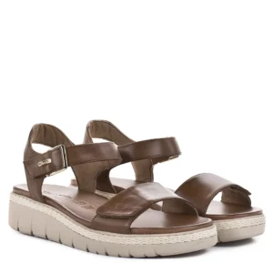 Tamaris vastag talpú barna színű bőr szandál, tépőzáras - Tamaris 1-28260-42 348