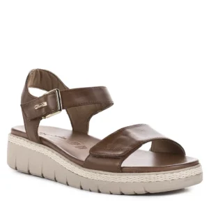 Tamaris vastag talpú barna színű bőr szandál, tépőzáras - Tamaris 1-28260-42 348