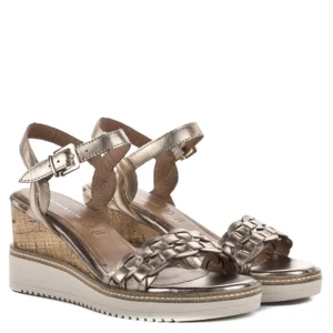 Tamaris telitalpú magas sarkú bőr szandál, bronz - Tamaris 1-28334-46 900