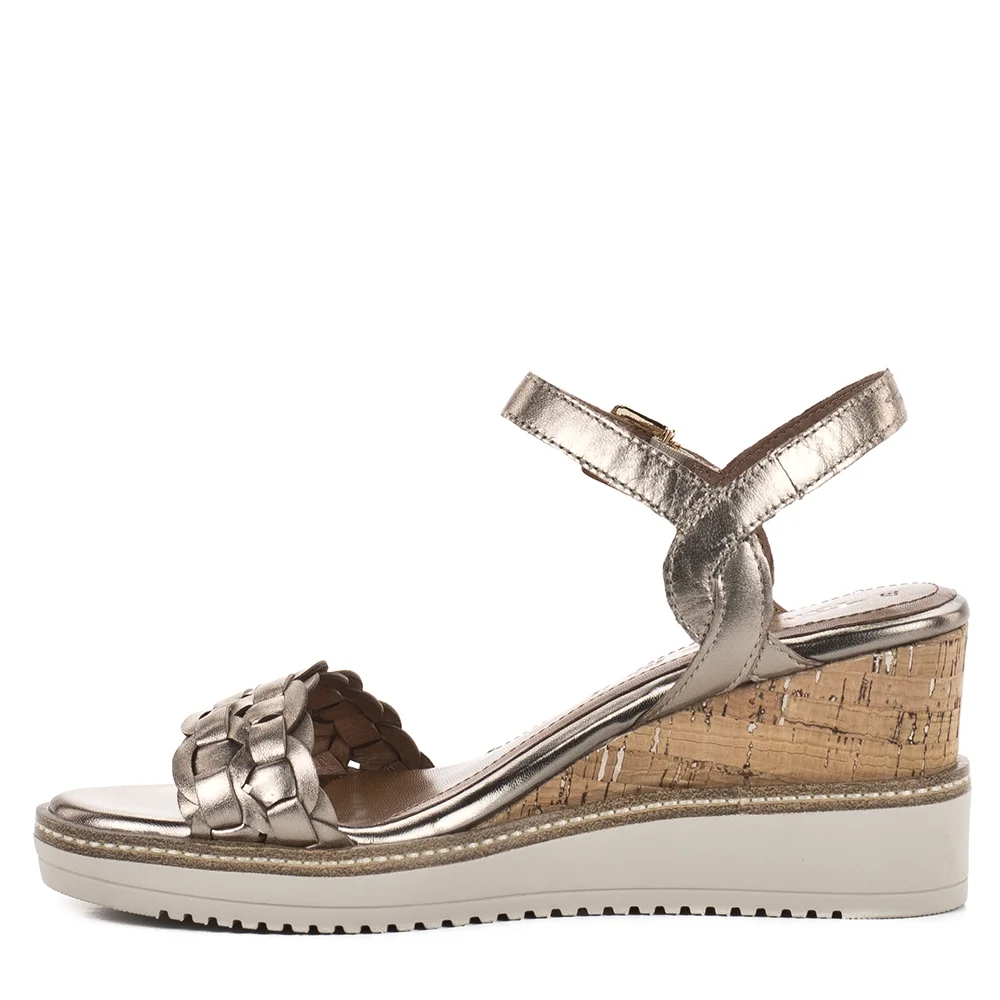 Tamaris telitalpú magas sarkú bőr szandál, bronz - Tamaris 1-28334-46 900