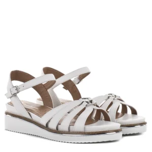 Tamaris telitalpú női bőr szandál, fehér - Tamaris 1-28242-46 100