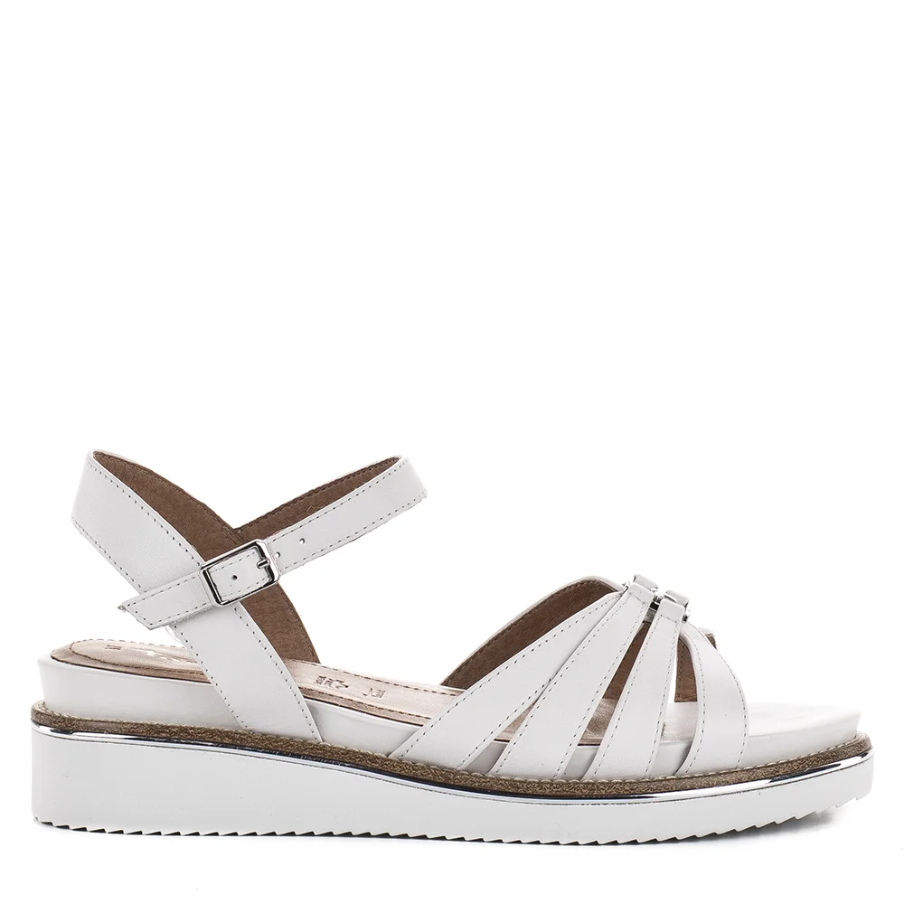Tamaris telitalpú női bőr szandál, fehér - Tamaris 1-28242-46 100