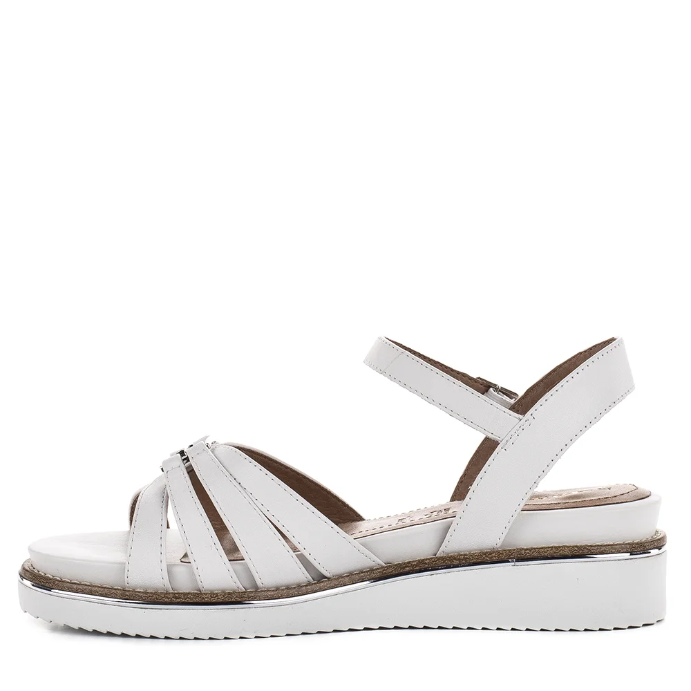 Tamaris telitalpú női bőr szandál, fehér - Tamaris 1-28242-46 100