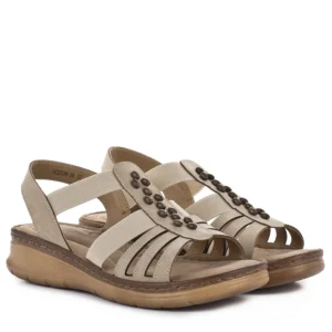 Pass bebújós női szandál gumis pántokkal, bézs - Pass 1WHD2506 39 Beige