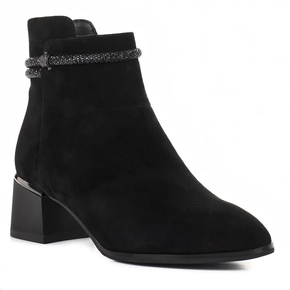 Epica elegáns fekete velúr bőr bokacsizma - Epica 1K370038B 01