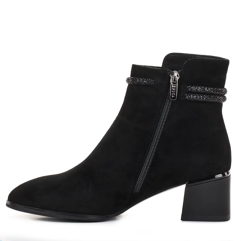 Epica elegáns fekete velúr bőr bokacsizma - Epica 1K370038B 01